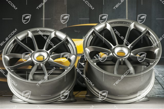 20"+ 21" GT3RS komplet felg, z napisem GT3RS, 9,5J x 20 ET50 + 12,5J x 21 ET48, platinum satynowy półmat