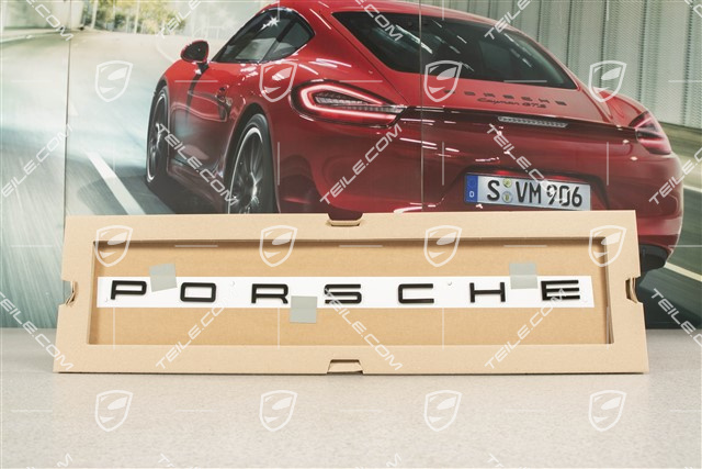 Schriftzug / Abzeichen / Emblem Aufkleber " PORSCHE", Seidenglanz Schwarz