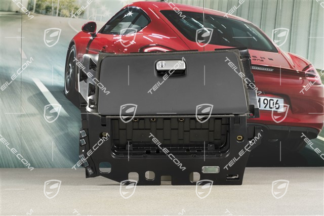 Storage / Glove compartment, leather, black, LHD