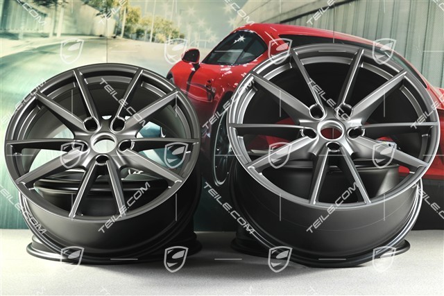 20"+21" wheel rim set Carrera S, 8,5J x 20 ET53 + 11J x 21 ET66, platinum satin matt