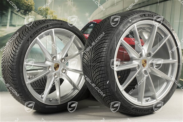 20"+21" Carrera S Winterräder Satz, Felgen 8,5J x 20 ET53 + 11J x 21 ET66 + Michelin Winterreifen 245/35 R20 + 295/30 R21, mit RDK-Sensoren