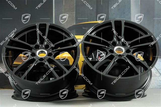21" Felgi Cayenne COUPÉ Turbo Design, komplet, 9,5J x 21 ET46 + 11,0J x 21 ET49, czarny wysoki połysk