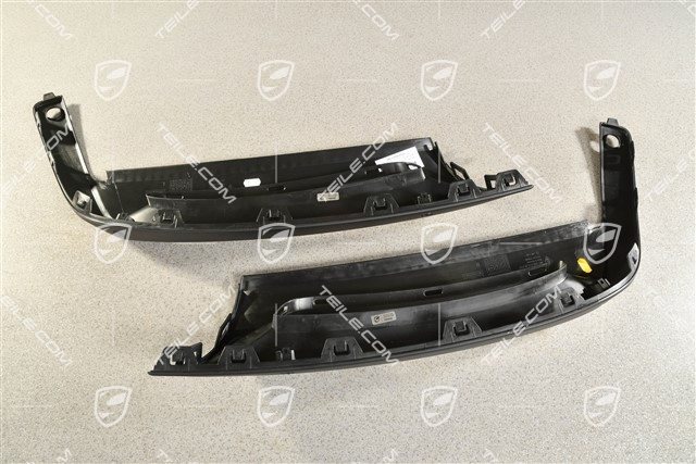 Rear bumper diffuser, LOWER (L+R), with PDC sensor holes, Black matte
