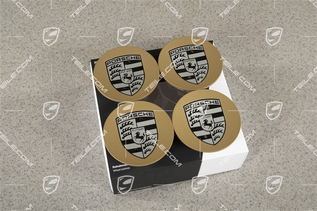 Hub cap set, crest monochrome, concav, silk-gloss black