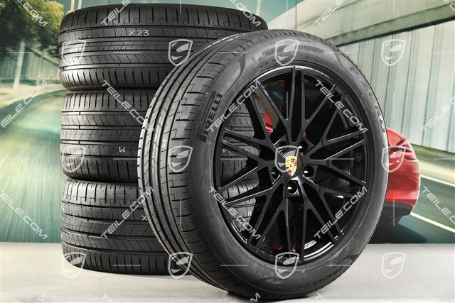 21-inch Cayenne Coupe RS Spyder Design summer wheel set, rims 9,5J x 21 ET46 + 11,0J x 21 ET49 + Pirelli P Zero summer tyres 285/45 R21 + 315/40 R21, with TPMS, black high gloss