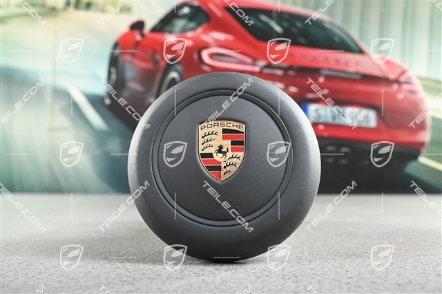 Airbag-Einheit für Lenkrad, Kunstleder Schwarz, Schwarzrand