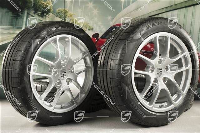 18" Cayman III summer wheels set, rims 8J x 18 ET57 + 9,5J x 18 ET49, Pirelli P Zero summer tires 235/45 R18 + 265/45 R18