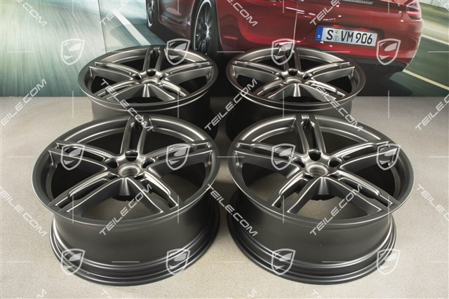 19"-inch alloy wheel set Macan Turbo, 8J x 19 ET21 + 9J x 19 ET21, Platinum satin-matt