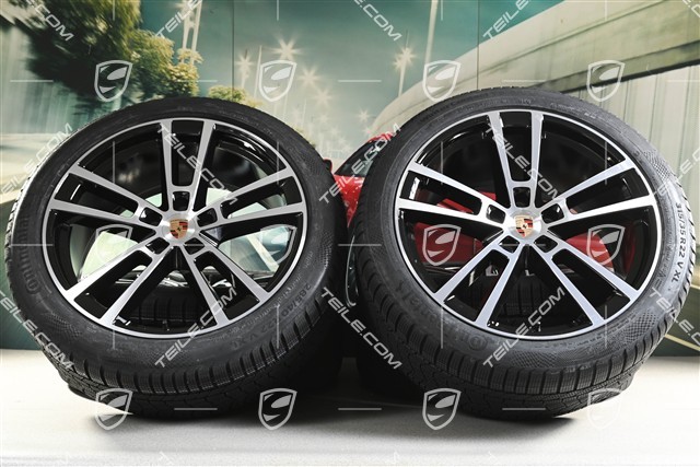 22" Koła zimowe, komplet, Sport Design, felgi 10J x 22 ET48 +11,5J x 22 ET61 + opony zimowe Continental 285/40 R22 + 315/35 R22, czarny wysoki połysk