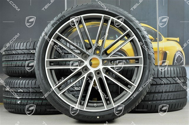 20" koła letnie, komplet 911 Turbo IV, felgi 11,5J x 20 ET56 + 9J x 20 ET51 + NOWE opony letnie 305/30 ZR20 + 245/35 ZR20, Titan, minimalne ślady