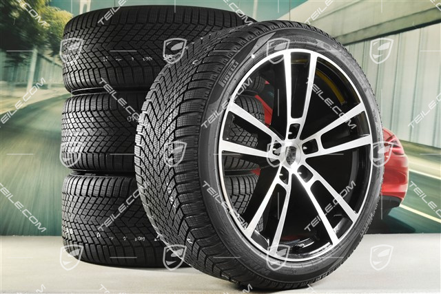 22" Koła zimowe, komplet, Sport Design, felgi 10J x 22 ET48 +11,5J x 22 ET52 + opony zimowe Pirelli 285/40 R22 + 315/35 R22, czarny wysoki połysk