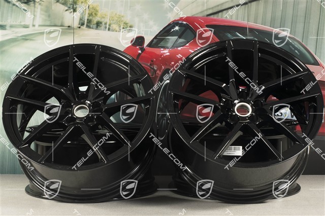 20" komplet felg Macan S, 9J x 20 ET26 + 10J x 20 ET19, czarny wysoki połysk