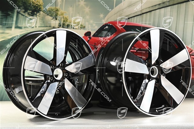 22" Macan Sport, komplet felg, 9J x 22 ET29 + 11J x 22 ET47, czarne z wysokim połyskiem