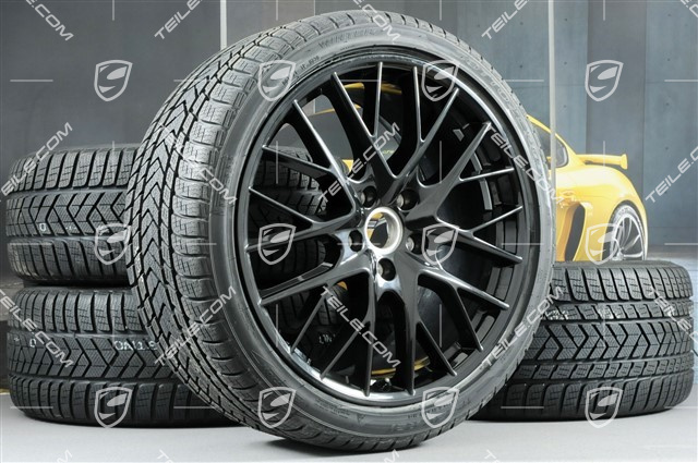 21" Winterräder Satz "SportDesign", Felgen 9,5 J x 21 ET71 + 10,5 J x 21 ET71 + NEUE Pirelli Sottozero III Winterreifen 275/35 R21 + 315/30 R21, in Schwarz Hochglanz
