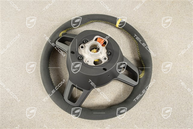 Kierownica sportowa GT, Alcantara, czarna/speed yellow, Pasek Speed yellow na godz. 12