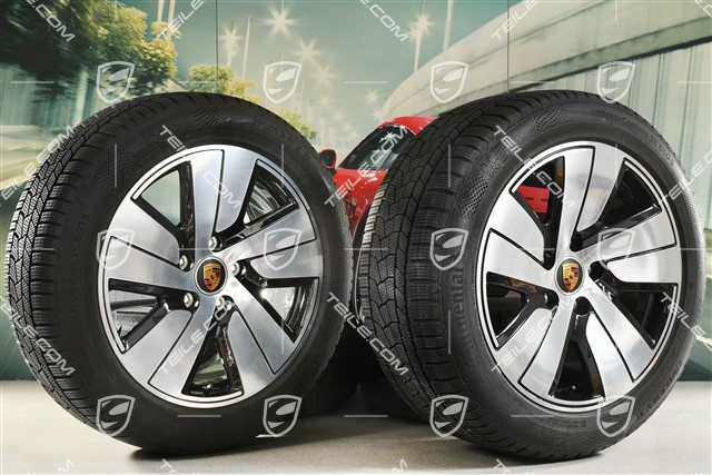 19" Taycan S Winterräder Satz, Felgen 8J x 19 ET50 + 10J x 19 ET47, Continental Winterreifen 225/55 R19 + 275/45 R19, DOT/Bj. 2021/2022, Reifenprofil 6mm