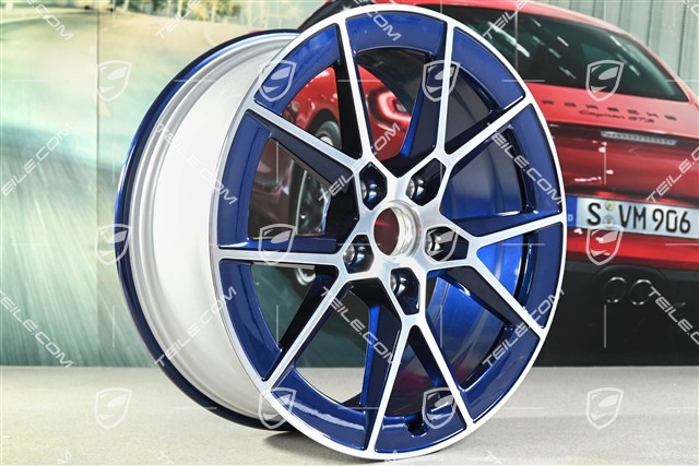 20+21-inch Carrera S wheel rim set, 8,5J x20 ET50 + 11,5J x 21 ET79, Enzian Blue