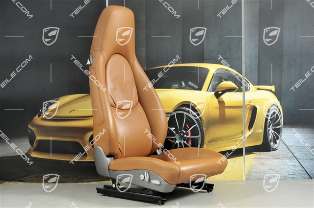 Seat, el. adjustable, Lumbar, leather, Natural Brown, R