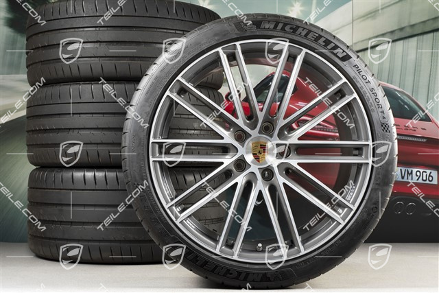21-inch Turbo IV summer wheel set, rims 9,5J x 21 ET71 + 11,5J x 21 ET69 + Michelin summer tires 275/35 ZR21 + 325/30 ZR21, with TPM, only for Turbo S E-Hybrid