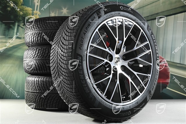 20-inch Macan S winter wheel set, rims 7,5J x 20 ET32 + 10J x 20 ET49 + NEW Michelin winter tyres 235/55 R20 + 285/45 R20, black high gloss