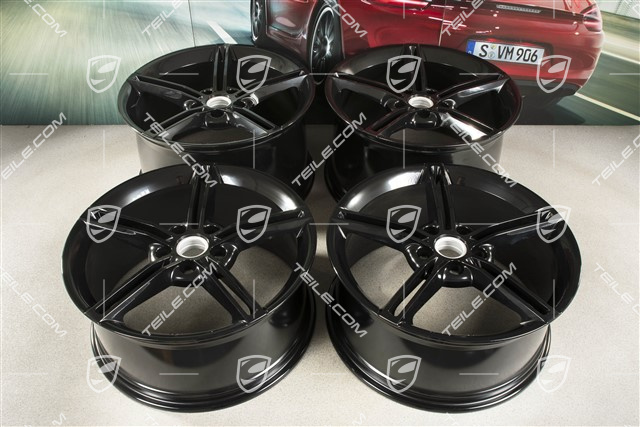 21" Wheel rim set Mission E Design, 9,5J x 21 ET60 + 11,5J x 21 ET66, black high gloss