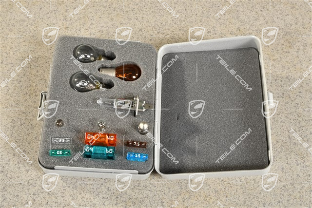 Ersatzlampenkasten, Set Glühlampen und Sicherungen 12 Volt für Porsche 993