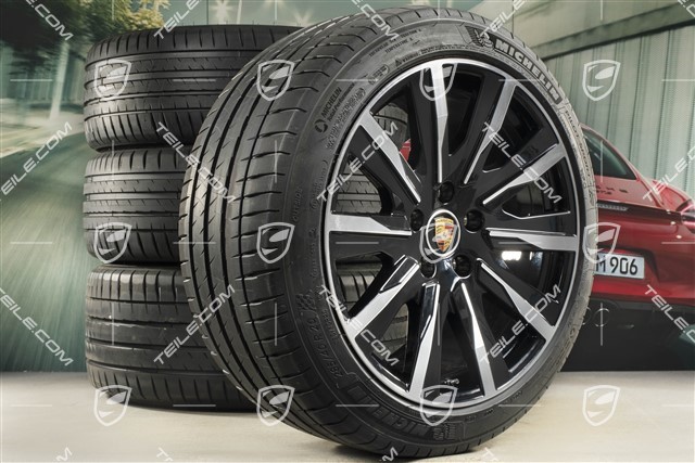 20" Koła letnie Taycan Tequipment, felgi 9J x 20 ET54 + 11J x 20 ET60 + opony letnie Michelin 245/45 R20 + 285/40 R20, czarny wysoki połysk