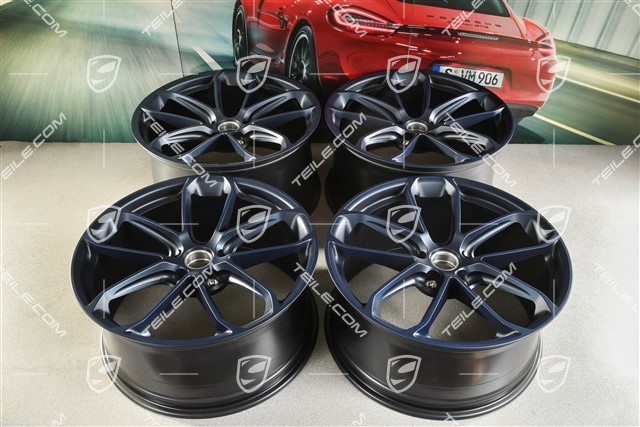 22" komplet felg GT, felgi 10,5J x 22 ET49 + 11,5J x 22 ET52, granatowe - ocean blue pearl effect