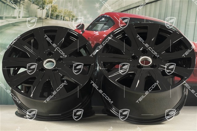20" komplet felg Taycan Tequipment Design, 9J x 20 ET54 + 11J x 20 ET60, czarny wysoki połysk