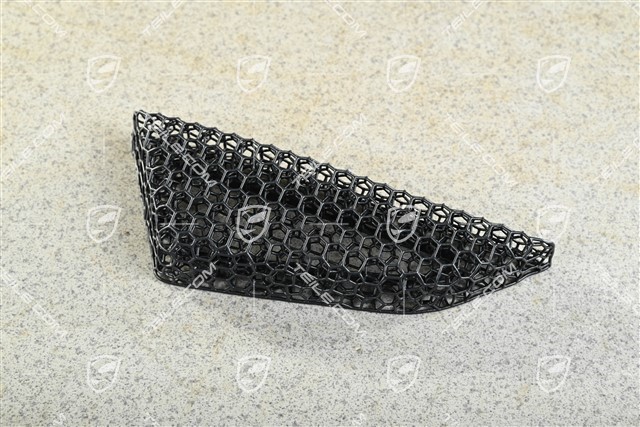 Farbige Designelemente in Gitterstruktur in Schwarz, 3D-Druck Bodyform Vollschalensitz