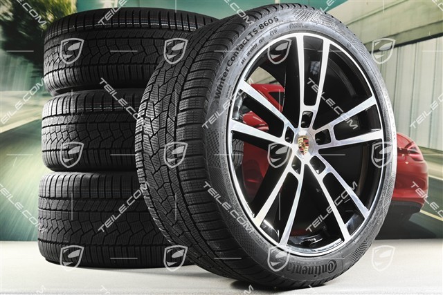 22" Koła zimowe, komplet, Sport Design, felgi 10J x 22 ET48 +11,5J x 22 ET61 + opony zimowe Continental 285/40 R22 + 315/35 R22, czarny wysoki połysk