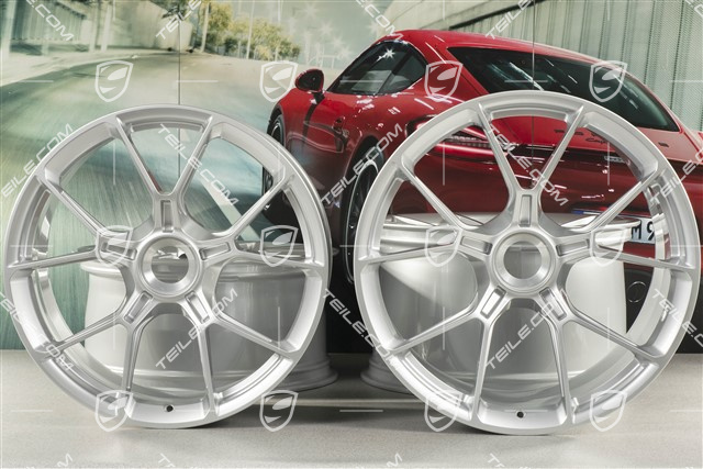 20"+21" GT3 komplet felg, 9,5J x 20 ET46 + 12J x 21 ET45, srebrny brilliant silver