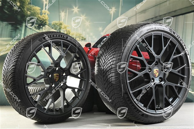 20"+21" RS Spyder Design, koła zimowe, komplet, felgi 8,5J x 20 ET50 + 11J x 21 ET82 + opony zimowe Michelin 245/35 R20 + 305/30 R21, z czujnikami ciśnienia, Anthracite Grey