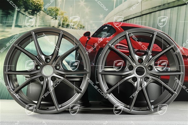 20-inch Carrera S IV wheel rim set, 8,5 J x 20 ET49 + 11,5 J x 20 ET76, Platinum satin-matt
