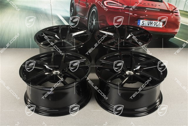 20-inch wheel rim set Macan S, 9J x 20 ET26 + 10J x 20 ET19, black high gloss