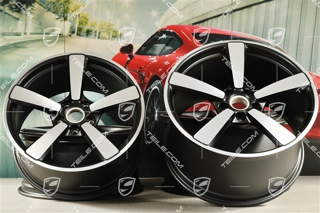 20+21-inch wheel rim set Carrera Exclusive, rims: front 9,5J x 20 ET44 + hinten 12J x 21 ET70 in black satin-mat