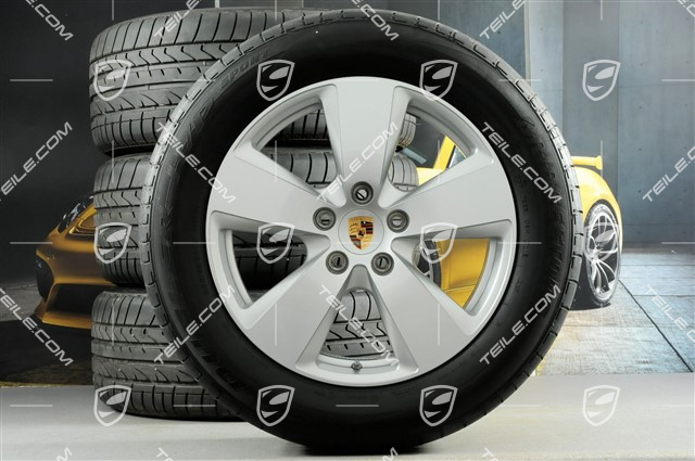 19" Cayenne Sommerräder Satz, Felgen 8,5J x 19 ET47 + 9,5J x 19 ET54 + Sommerreifen 255/55 R19 + 275/50 R19, mit RDK-Sensoren