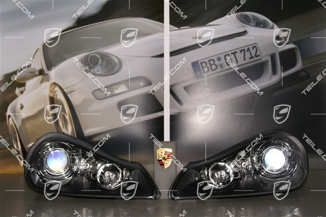 Xenon headlight set L+R, BLACK, without control unit and xenon bulb, Facelift