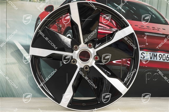 21" Felge Taycan Exclusive Design, 11,5J x 21 ET66, hinten, schwarz hochglanz, R