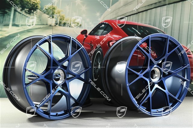 GT4RS 20" wheel rim set, aluminium, 8,5J x 20 ET61 + 11J x 20 ET50, indigo blue