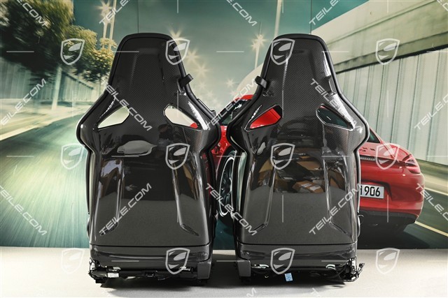 GT3 Klappschalensitze, Carbon, Stoff+Leder, schwarz/silber, Satz (links + rechts)