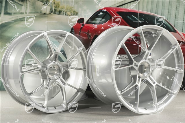 20"+21" GT3 komplet felg, 9,5J x 20 ET46 + 12J x 21 ET45, srebrny brilliant silver