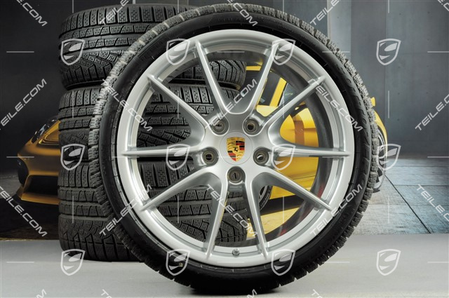 20" Komplet kół zimowych Carrera S (III), 8,5J x 20 ET51 + 11J x 20 ET70 + NOWE opony zimowe Pirelli 245/35 ZR20 + 295/30 ZR20, bez czujników ciśnienia