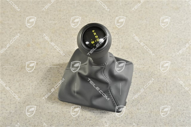 Spyder RS, Wählhebel / Schaltknopf mit Schaltmanschette Leder, PDK, Schwarz