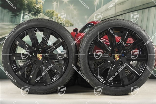 20" koła zimowe Taycan Tequipment Design, komplet, felgi 9J x 20 ET54 + 11J x 20 ET60 + NOWE opony zimowe Goodyear 245/45 R20 + 285/40 R20