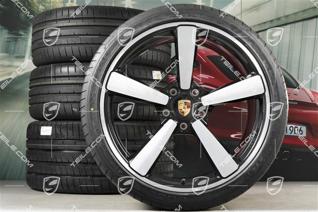 20"+21" Exclusive Design Sommerräder Satz, Felgen 8,5J x 20 ET50 + 11,5J x 21 ET67 + Goodyear Sommerreifen 245/35 R20 + 305/30 R21, mit RDK-Sensoren, schwarz hochglanz