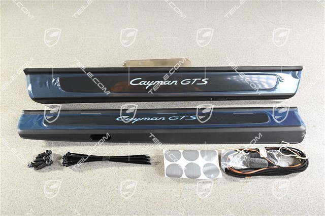 Listwy ozdobne progów wewnętrznych, podświetlane, Carbon, "Cayman GTS", zestaw, L+R