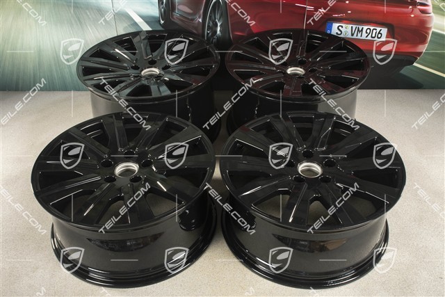 20" komplet felg Taycan Tequipment Design, 9J x 20 ET54 + 11J x 20 ET60, czarny wysoki połysk