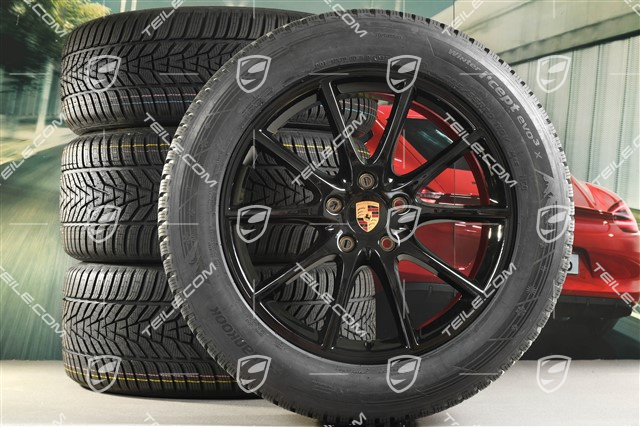 20" koła zimowe Cayenne Design, komplet, felgi 9J x 20 ET50 + 10,5J x 20 ET64 + opony zimowe Hankook 255/55 R20 + 295/45 R20, z czujnikami ciśnienia, czarny wysoki połysk