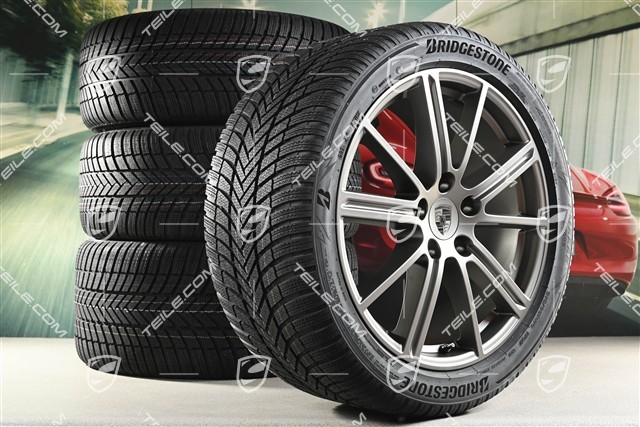 20-inch Panamera Turbo Winter wheel set, wheel rims 9,5J x 20 ET71 + 10,5J x 20 ET71 + Bridgestone winter tyres 275/40 R20 + 315/35 R20, Turbonite